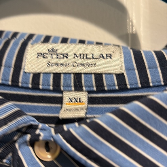 Peter Millar summer comfort golf polo short sleeve shirt blue stripes XXL - Picture 2 of 4